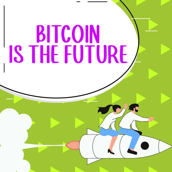 Bitcoin Future Conceptual Photo 디지털 상인들 비트코인을 구매하고 수있는 — 스톡 사진