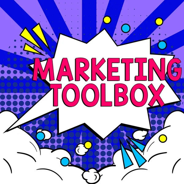 Texto Que Presenta Marketing Toolbox Concepto Internet Significa Promover Producto — Foto de Stock
