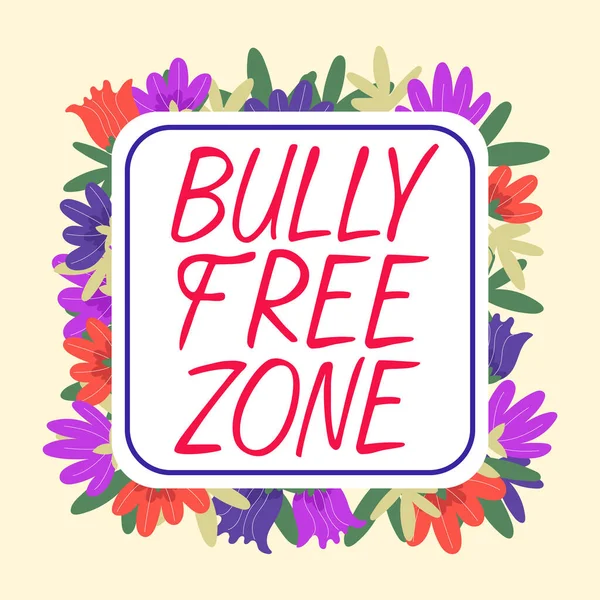 Inspiration Showing Sign Bully Free Zone Word Respectful Other Bullying — Foto Stock