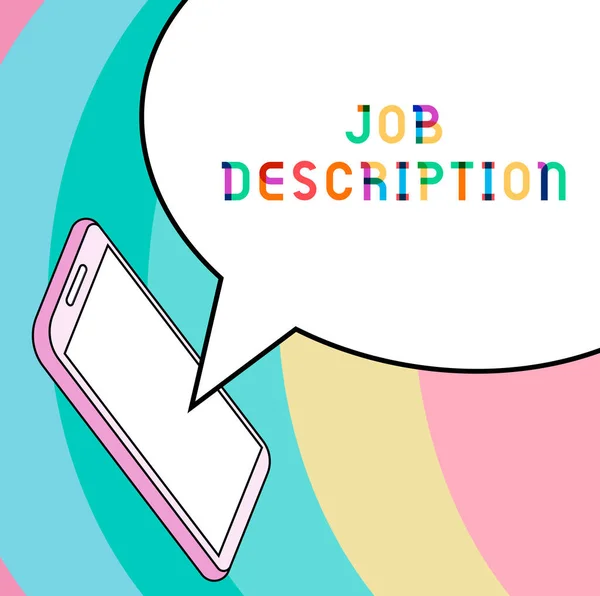 Sign Exibindo Job Description Word Escrito Documento Que Descreve Responsabilidades — Fotografia de Stock