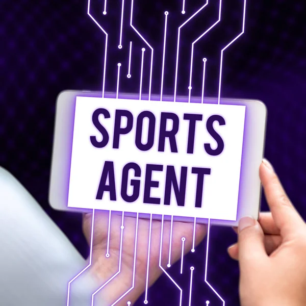 Handwriting text Sports Agent, Internet Concept person manages recruitment to hire best sport players for a team