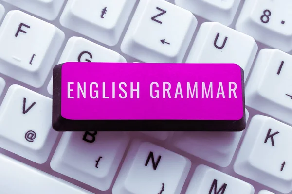 Sign Displaying English Grammar Word Written Courses Cover All Levels — Stockfoto