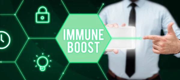 Text showing inspiration Immune Boost, Business idea being able to resist a particular disease preventing development of pathogens