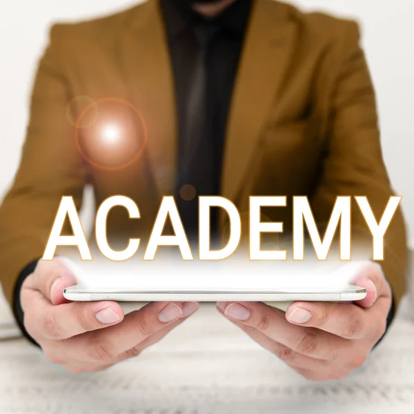 Inspiration Showing Sign Academy Business Concept Students Can Receive Academic — Stok fotoğraf