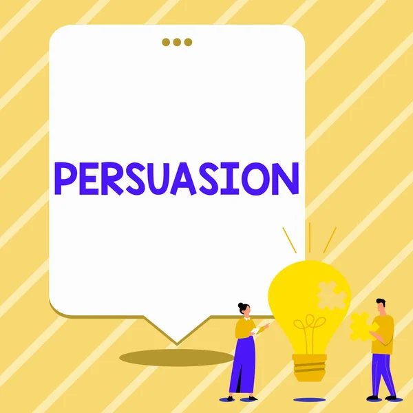 Hand Writing Sign Persuasion Business Approach Action Fact Persuading Someone — Fotografia de Stock