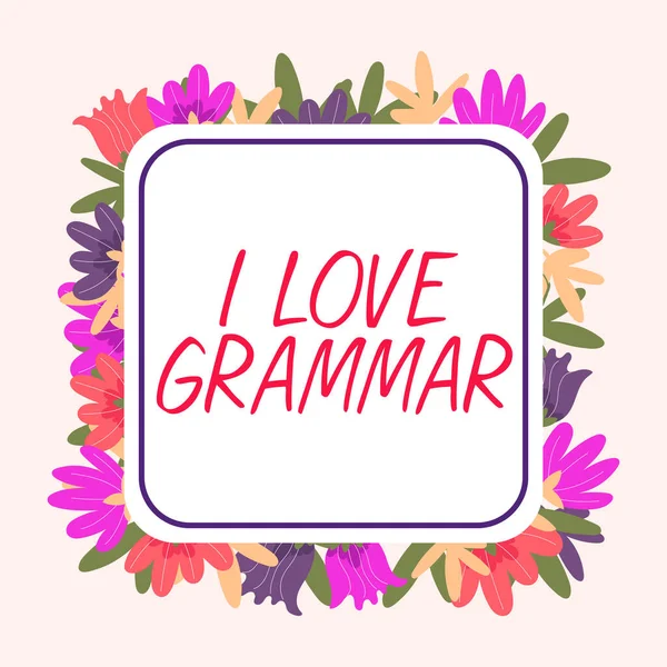 Εννοιολογική Λεζάντα Love Grammar Εννοιολογική Φωτογραφία Πράξη Θαυμασμού Του Συστήματος — Φωτογραφία Αρχείου