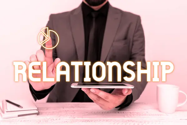Text Sign Showing Relationship Business Concept Developing Business Growth Success — Fotografia de Stock