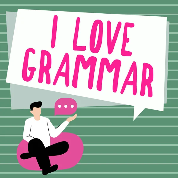 Text Som Visar Inspiration Jag Älskar Grammatik Begreppet Mening Handling — Stockfoto