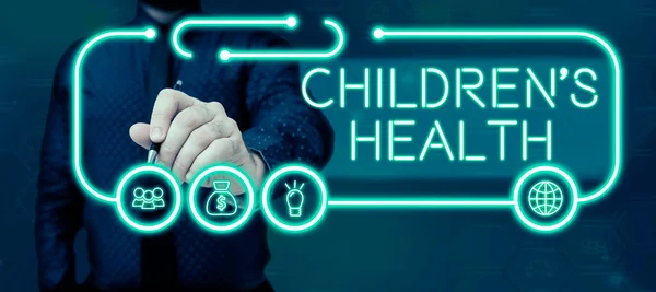 Conceptual caption Childrens Health, Business concept kid condition of being free from illness or disease