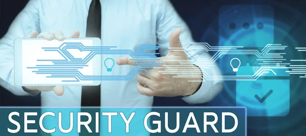 Writing displaying text Security Guard, Business idea tools used to manage multiple security applications