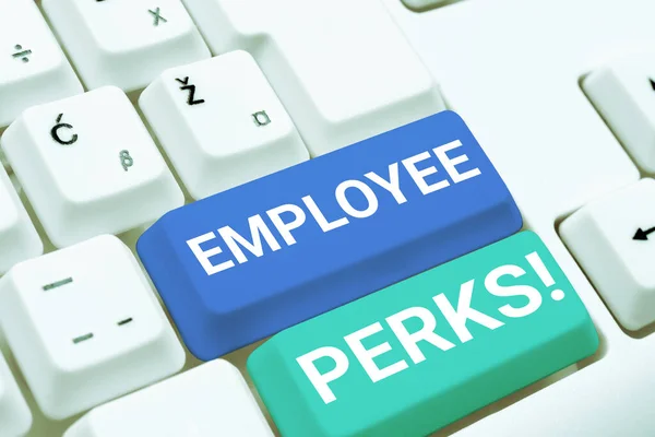 Conceptual Caption Employee Perks Business Approach Worker Benefits Bonuses Compensation — Fotografia de Stock