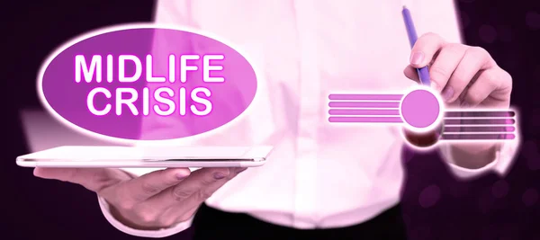Légende Texte Présentant Midlife Crisis Business Approach Technique Développement Logiciel — Photo