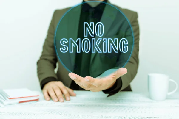 Text Caption Presenting Smoking Business Overview Using Tobacco Forbiden Place — Stock Photo, Image