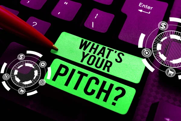 Conceptual Caption Whats Your Pitch Business Concept Make Determined Effort — Stock Photo, Image