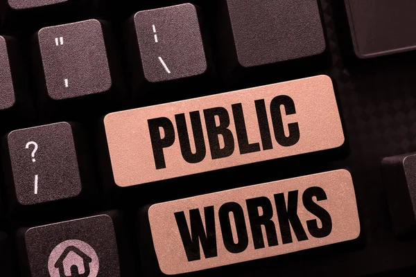 Bildunterschrift Public Works Business Overview Beschreibt Die Betrachtung Eines Ereignisses — Stockfoto