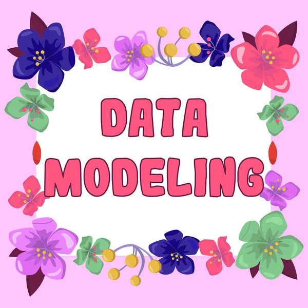 手書き記号データモデリング データストレージシステム間でデータを転送する概念的な写真プロセス — ストック写真