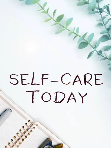 Text Showing Inspiration Self Care Today Word Practice Taking Action — Stok fotoğraf