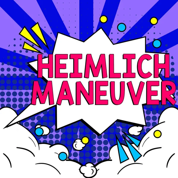 Szöveg Felirat Bemutató Heimlich Manőver Üzleti Ötlet Alkalmazása Felfelé Nyomás — Stock Fotó
