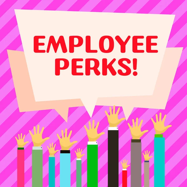 Text Sign Showing Employee Perks Word Written Worker Benefits Bonuses — Fotografia de Stock