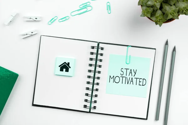 Writing Displaying Text Stay Motivated Concept Meaning Reward Yourself Every — Stock Photo, Image