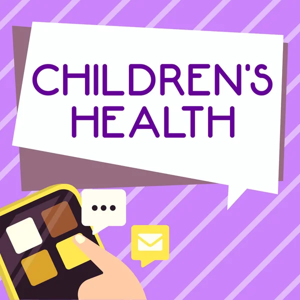 Sinal Que Mostra Saúde Das Crianças Conceito Que Significa Condição — Fotografia de Stock