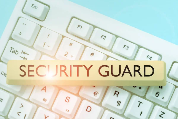 Handwriting text Security Guard, Word Written on tools used to manage multiple security applications