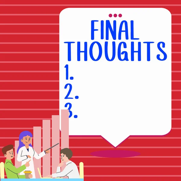 Sign Displaying Final Thoughts Word Conclusion Last Analysis Recommendations Finale — 스톡 사진