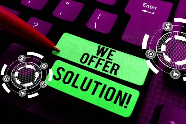 Inspiration Showing Sign Offer Solution Business Approach Give Means Solving — Stock Photo, Image