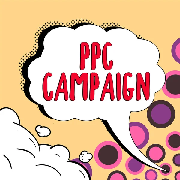Εγγραφή Εμφάνισης Κειμένου Ppc Campaign Εννοιολογική Χρήση Φωτογραφιών Ppc Για — Φωτογραφία Αρχείου