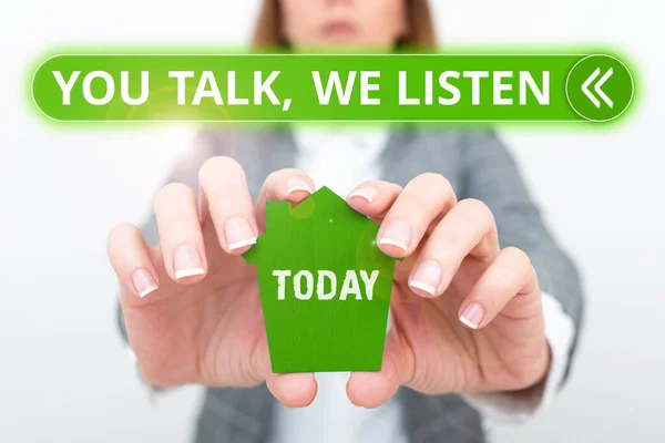 Text Sign Showing You Talk Listen Business Idea Two Way — Stock Photo, Image
