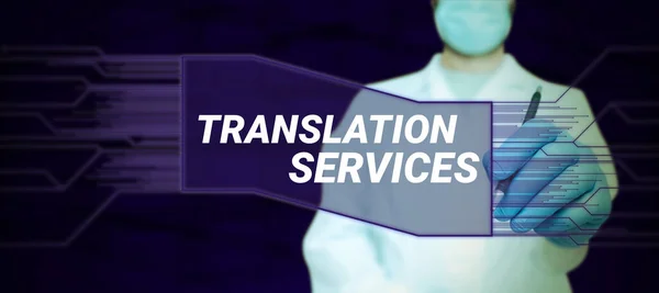 Firma Escritura Manual Servicios Traducción Palabra Escrito Organización Que Proporcionan — Foto de Stock