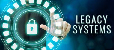 Text caption presenting Legacy Systems, Business overview old method technology computer system or application program