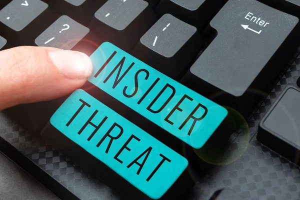 Text sign showing Insider Threat, Business approach security threat that originates from within the organization