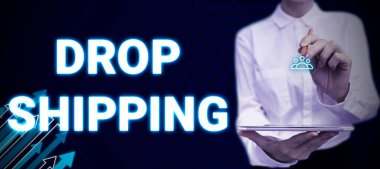 Text sign showing Drop Shipping, Business overview to send goods from a manufacturer directly to a customer instead of to the retailer
