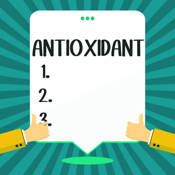 Text Showing Inspiration Antioxidant Business Showcase Substance Inhibits Oxidation Reactions — Stock Photo, Image