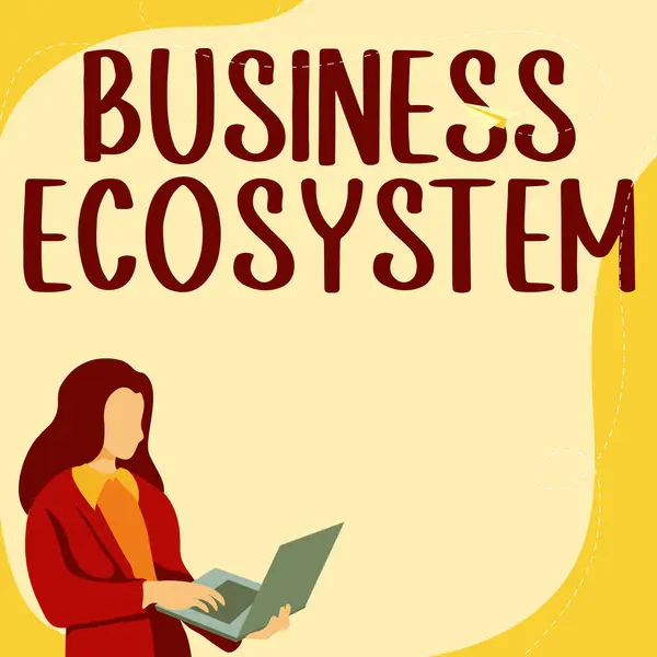 Conceptual Caption Business Ecosystem Business Concept Develop Implement Organization Growth — Foto Stock