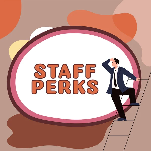 Testo Ispiratore Staff Perks Business Showcase Lavoratori Benefici Bonus Compensazione — Foto Stock