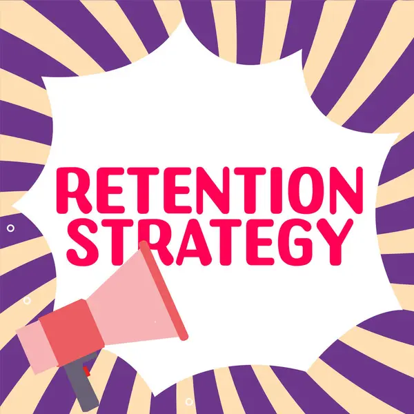 Text Sign Showing Retention Strategy Business Showcase Activities Reduce Employee — Stockfoto