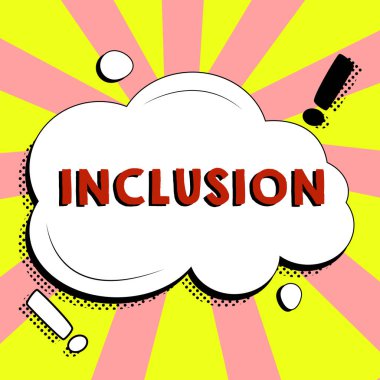 Conceptual display Inclusion, Concept meaning action state including of being included within group or structure