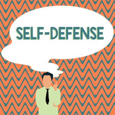 Text sign showing Self Defense, Business concept the act of defending ones person when physically attacked