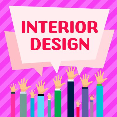 Text caption presenting Interior Design, Concept meaning the art of designing the interior decoration of a building