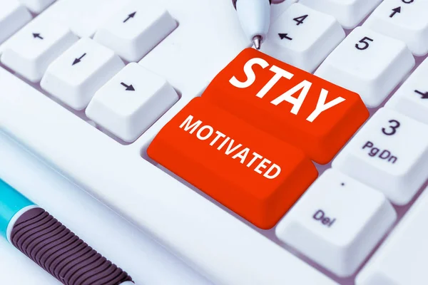 Text Sign Showing Stay Motivated Business Showcase Reward Yourself Every — Foto de Stock
