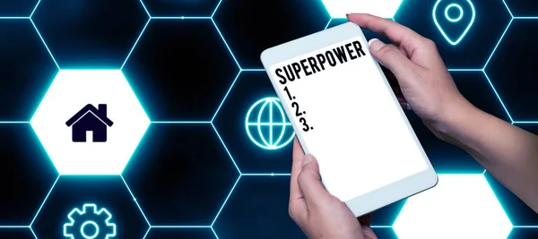 Hand Writing Sign Superpower Business Concept Power Ability Kind Enables — Stock Photo, Image