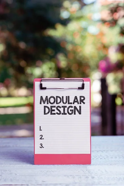 Conceptual display Modular Design, Word Written on product designing to produce product by integrating or combining independent parts