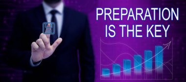 Hand writing sign Preparation Is The Key, Business showcase action of making something ready for service or use