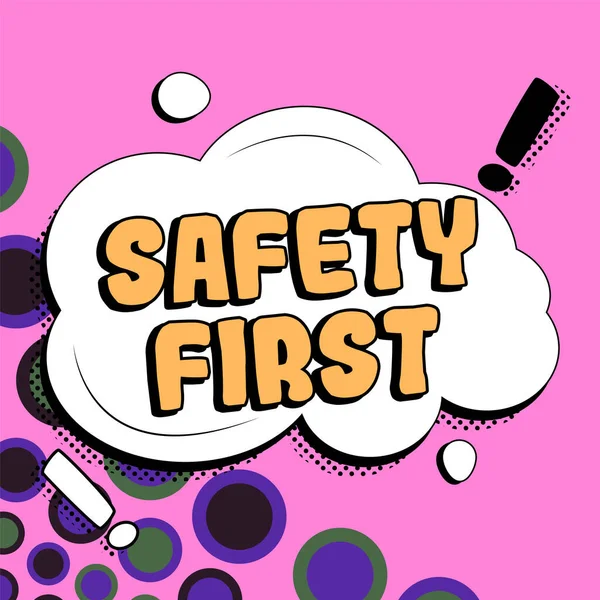Hand Writing Sign Safety First Concept Meaning Avoid Any Unnecessary — Zdjęcie stockowe