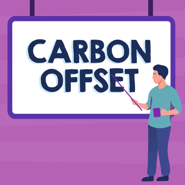 Inspiration Showing Sign Carbon Offset Concept Meaning Reduction Emissions Carbon —  Fotos de Stock