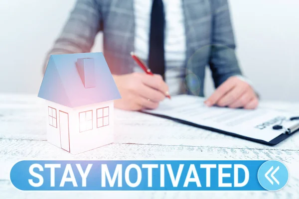 Sign Displaying Stay Motivated Business Idea Reward Yourself Every Time — Stock Photo, Image