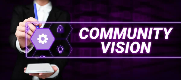 Didascalia Concettuale Community Vision Business Overview Quartiere Associazione Stato Affiliazione — Foto Stock