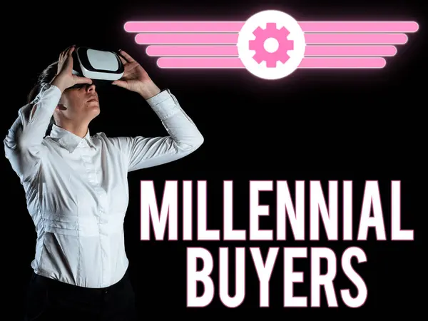 Sign Exibindo Millennial Buyers Palavra Para Tipo Consumidores Que Estão — Fotografia de Stock